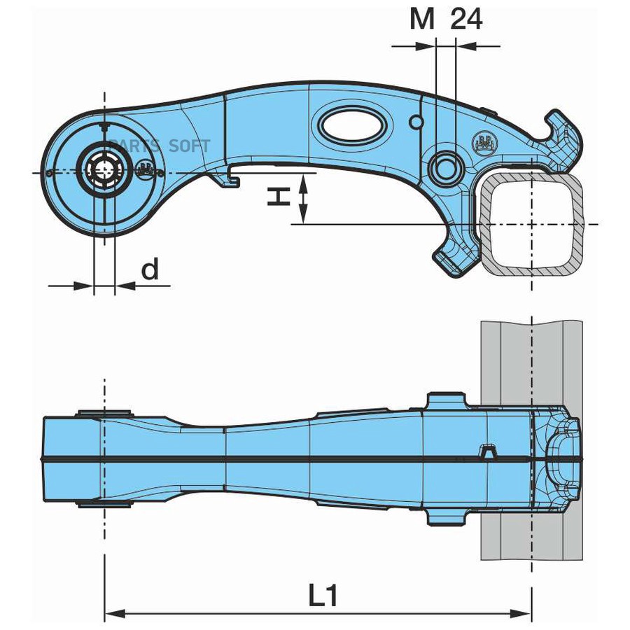 Рычаг подвески (верх) ECO Air COMPACT ? 24 мм, L1 = 500 мм, H = 60 мм