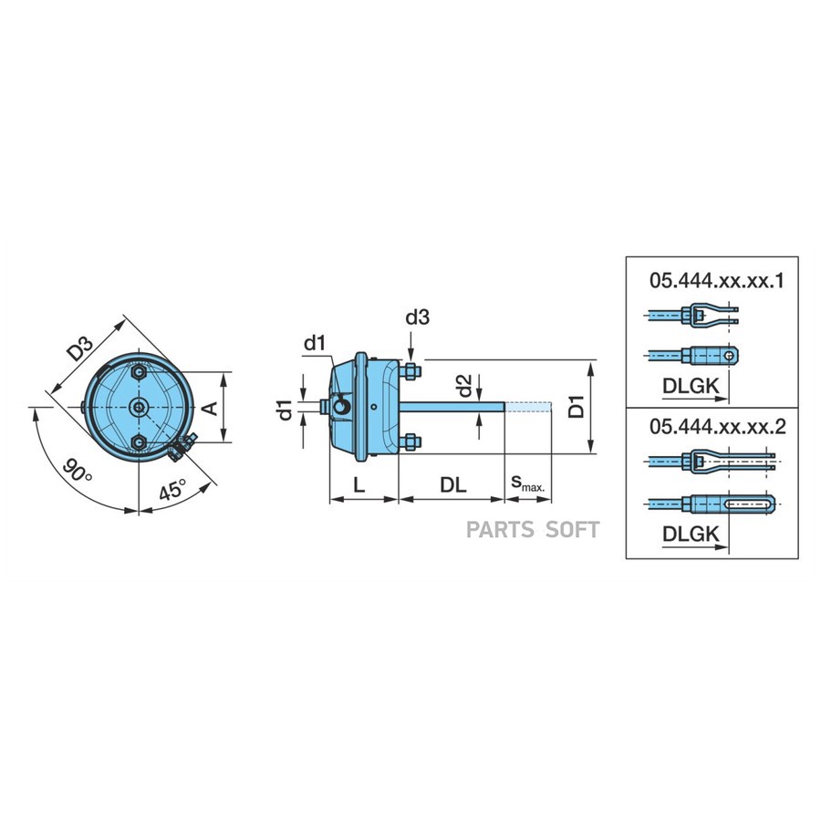 $ Камера тормозная Тип 24 бараб. тормоз/__   DL__ 227  (длинная вилка)