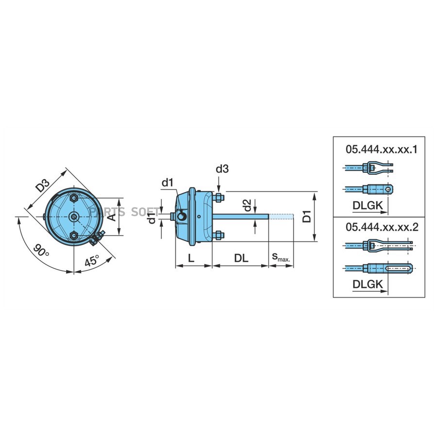 Камера тормозная Тип 24 бараб. тормоз/__   DL__ 185