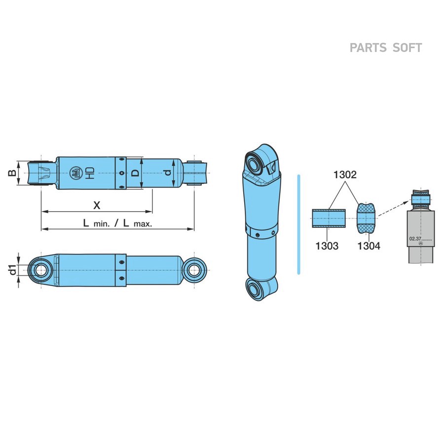Амортизатор прицепа BPW / 292*432 _ 55-?24 = 02.3732.07.02S