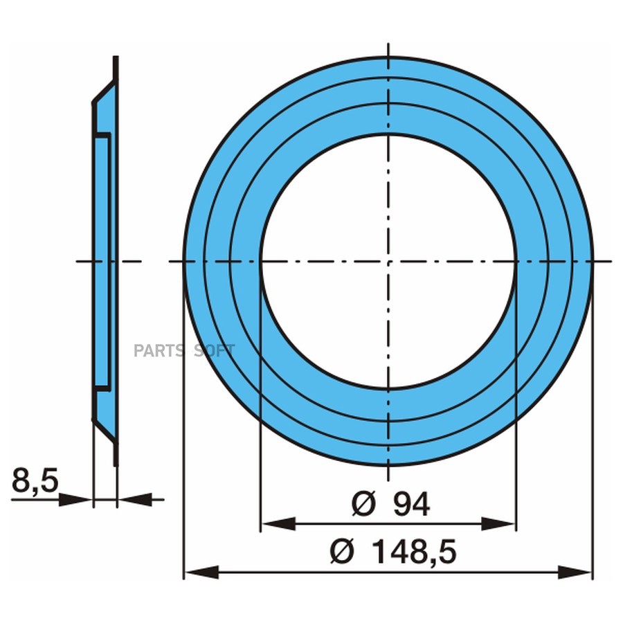 Кольцо BPW / маслоотр подш -33118 . Eco-10т . ?94-?148.5-8.5H /  Oe