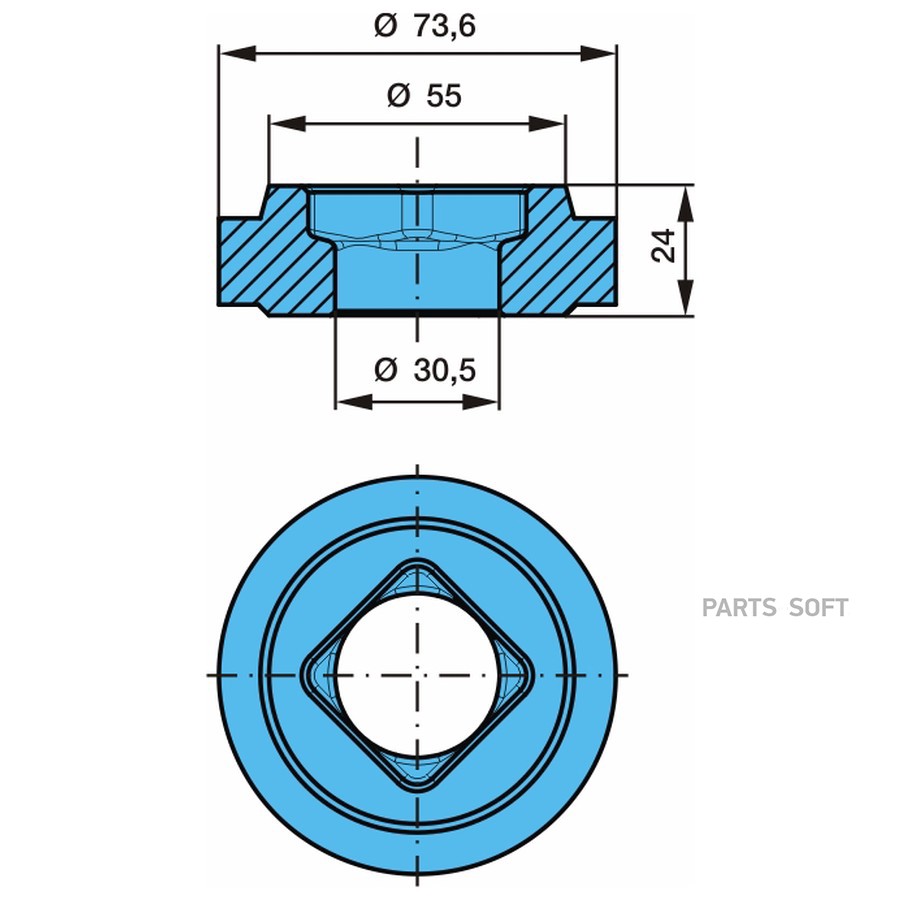 Втулка BPW / вварная в кроншт подвески . ?30-?55-?73-24h . круг /  0311301460