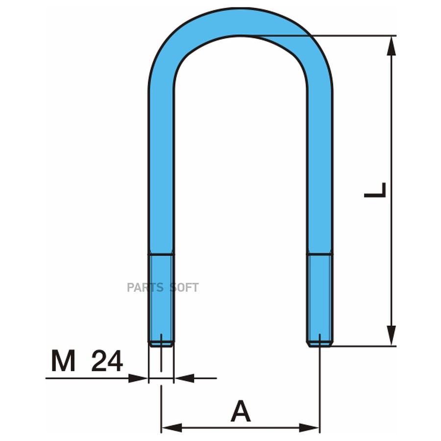 Стремянка BPW / AK100 _ M24*3.0 _ 125*280L _ резьба-80mm _ без гаек /  Oe
