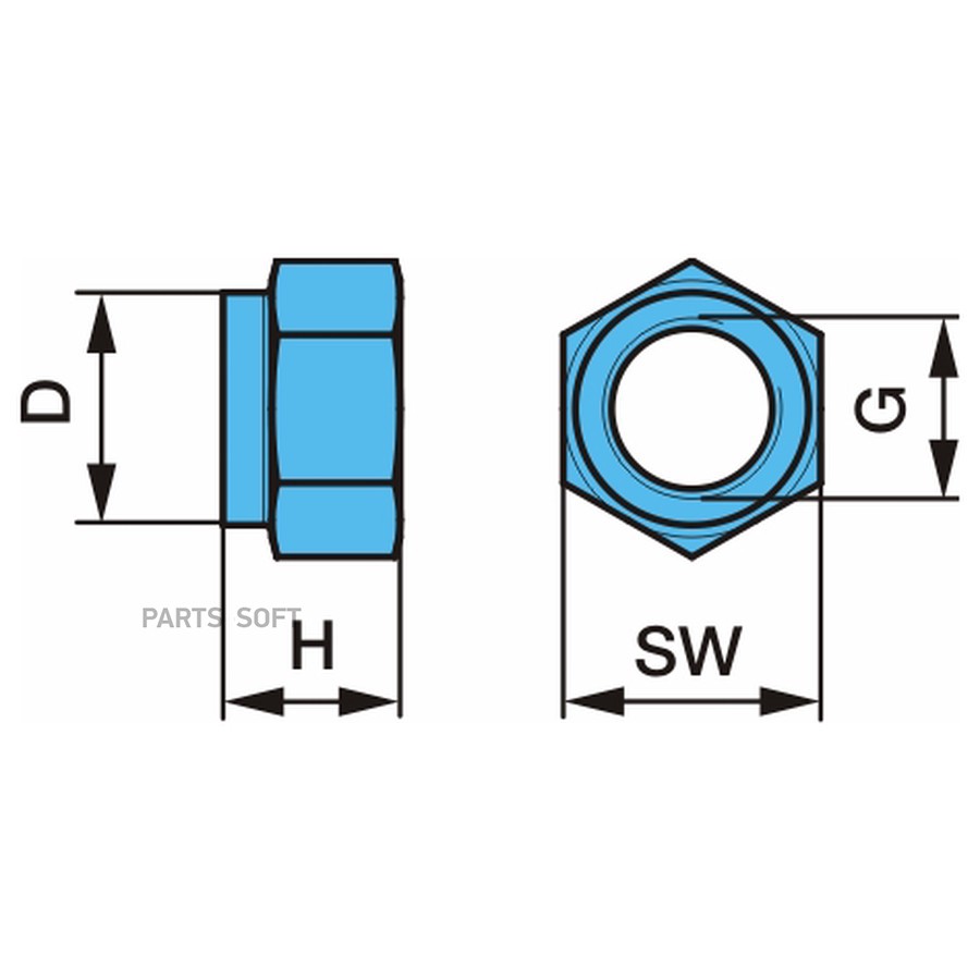 Гайка BPW / болта полурессоры _ M30*3.5_h=23,5_SW46 _ 0,173kg / Oe
