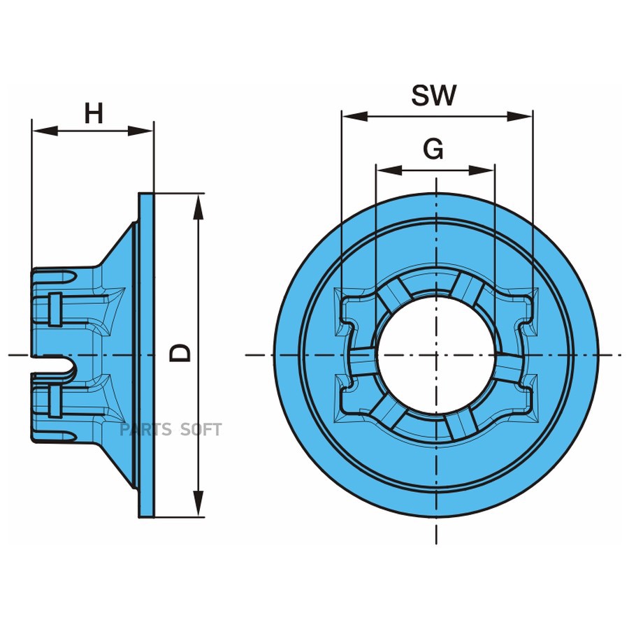 $ Корончатая гайка М42х2 SW65/110 ECO 8t для ступиц BPW