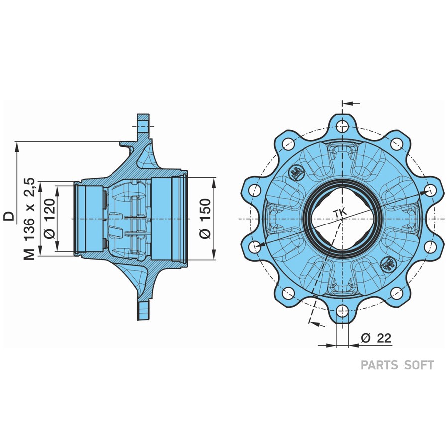 Ступица BPW  HZF  ECOP10010 (сальник только 02.5664.74.00)