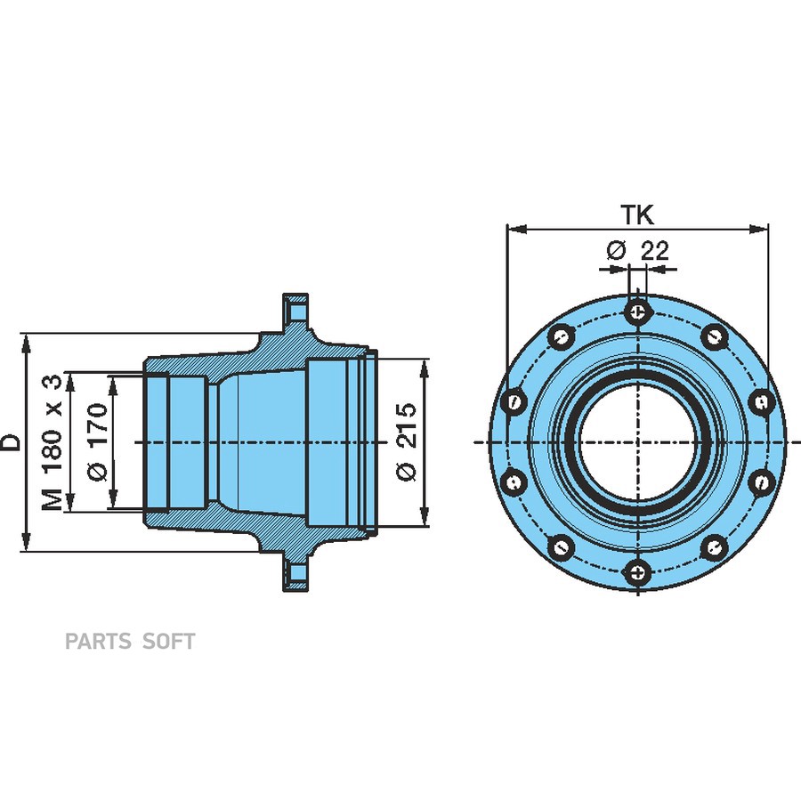 Ступица BPW HZM 20010 (есть проточка для кольца АБС)