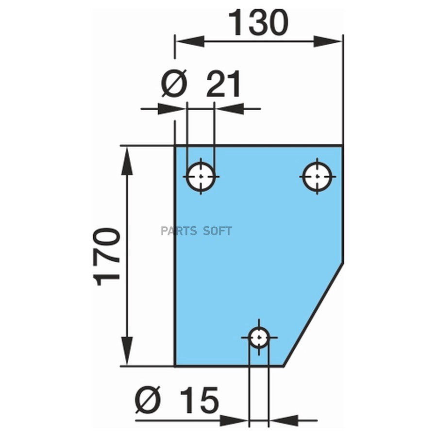 Пластина изнашиваемая BPW / в балансир VB-HD_130*170*6_с отв = 1*?15 + 2*?21/