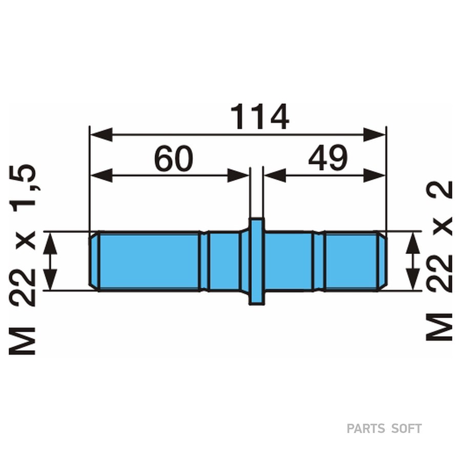 Шпилька Bpw / L-114 . M22*1.5 <-> M22*2 . Conv-Eco без гаек  (OE)