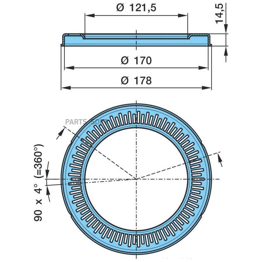 $ Кольцо ABS BPW / z90 _ SN42 _ EcoPlus3 _ ?121.5-?170-?178-14.5H /  0331008570
