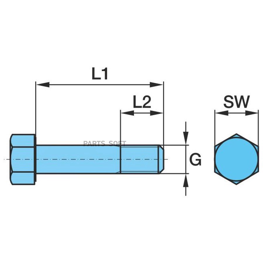$ Болт BPW / полурессоры _ M30*210L _ 8.8 _ SW46 _ резьба-45mm / Oe
