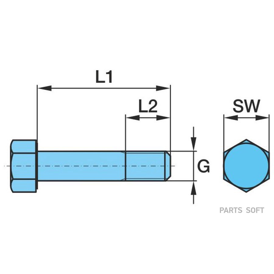 Болт BPW / полурессоры _ M30*190L _ 8.8 _ SW46 _ резьба-45mm / Oe