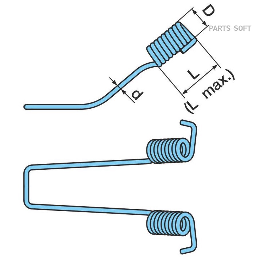 Пружина BPW / колодки - Eco . доп -ПЕТЛЯ .SN30 -NH . ?19-?3,6-36L -40Lmax/  Oe