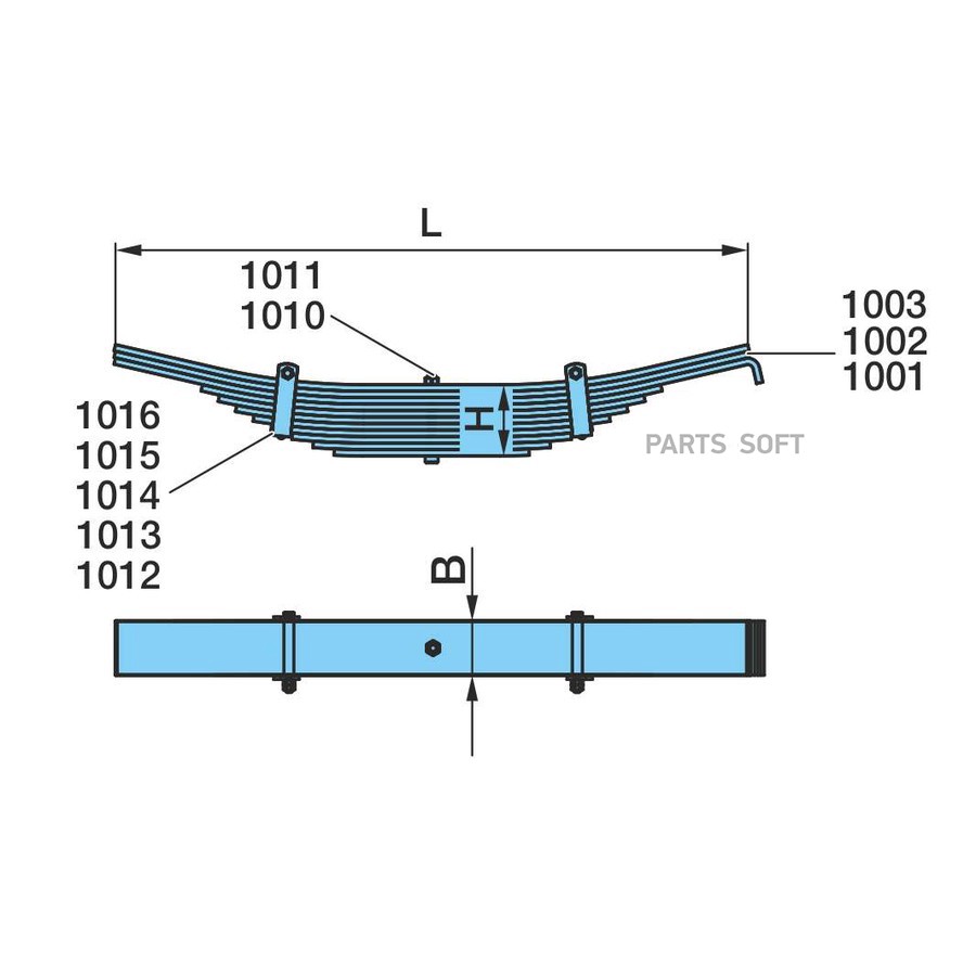$ Рессора BPW 12 листов VB 14t  RS1360, L1170, H144 (05.082.05.03.0) OE